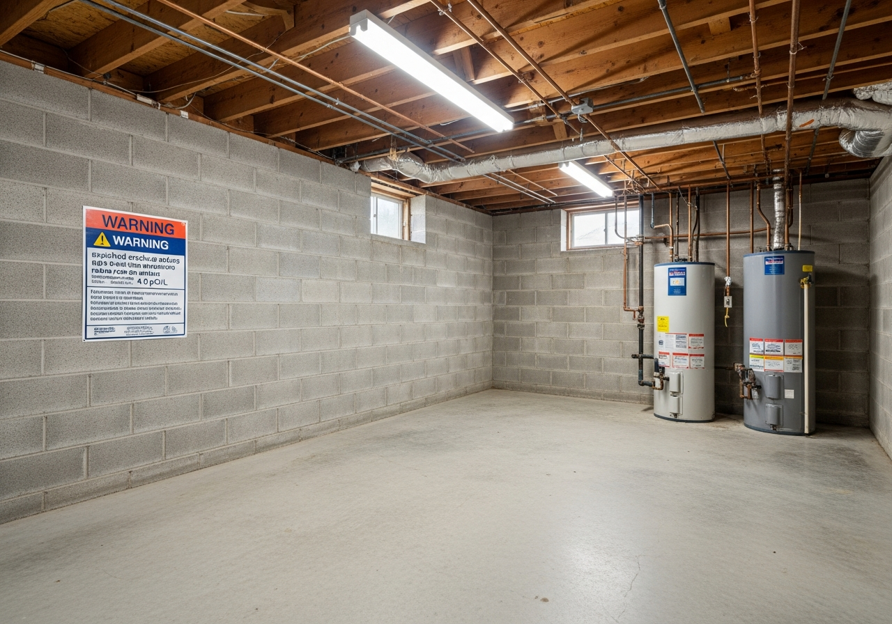 Before radon mitigation in Billings