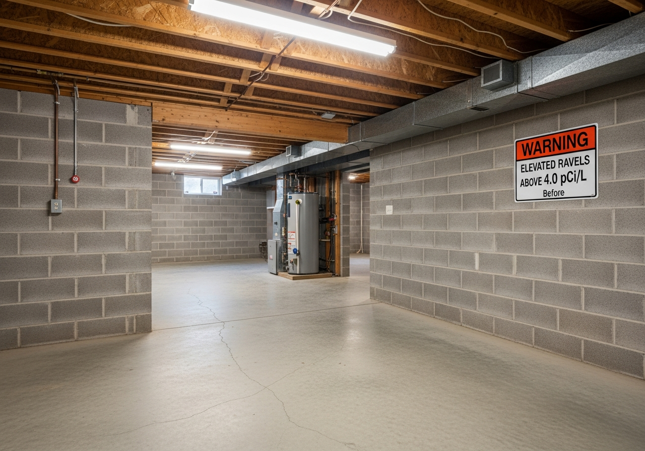 Before radon mitigation in Billings